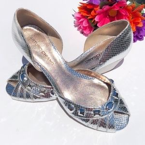 Arturo Chiang Silver Jeweled Wedge Sandals-Sz 7.5M